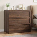 Modern Walnut 3-Drawer Dresser: Large Storage Chest, Space-Saving as a Nightstand, Entryway Table, or Nursery Organizer.