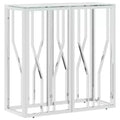 vidaXL Console Table Accent Side End Table for Living Room Stainless Steel - Silver Glass
