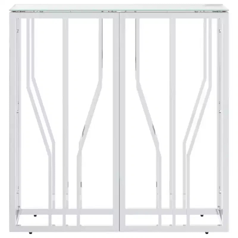 Console Table Accent Side End Table for Living Room Stainless Steel - Silver Glass