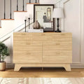 7 Drawer Dresser for Bedroom, 47 Wide Mid Century Modern Dresser with Gold Handle, Fluted Dressers Chest of Drawers for Living Room, Oak
