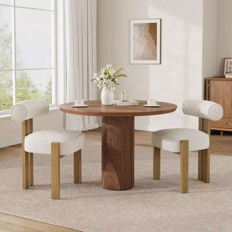 Upholstered Dining Chairs Set of 2, Modern and Comfortable Plush Boucle Chairs with Ergonomic Curved Back, for Living Room, Kitchen and Dining Room