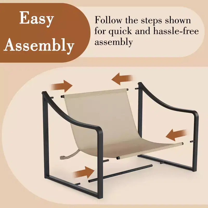 Fauteuil d'appoint Sling, Fauteuil moderne confortable avec coussin moelleux, Cadre en métal, Chaise longue confortable pour salon, chambre, patio