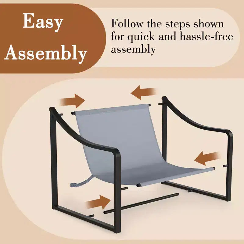 Fauteuil d'appoint Sling, Fauteuil moderne confortable avec coussin moelleux, Cadre en métal, Chaise longue confortable pour salon, chambre, patio