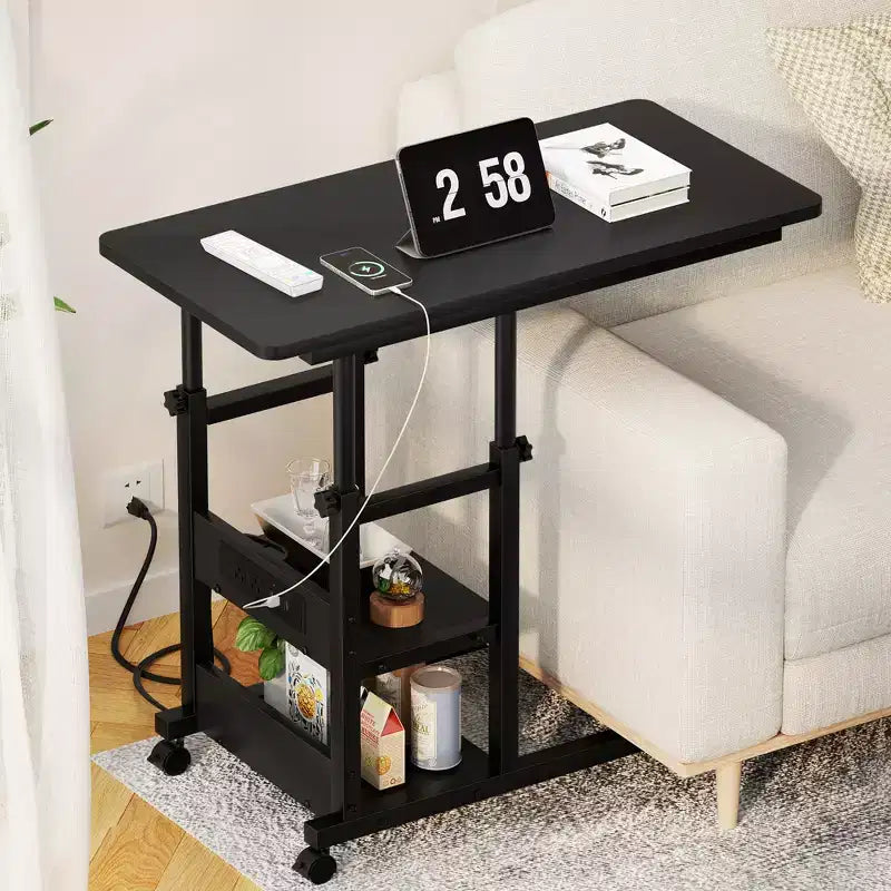 Height Adjustable C Table with USB Port and Wheels