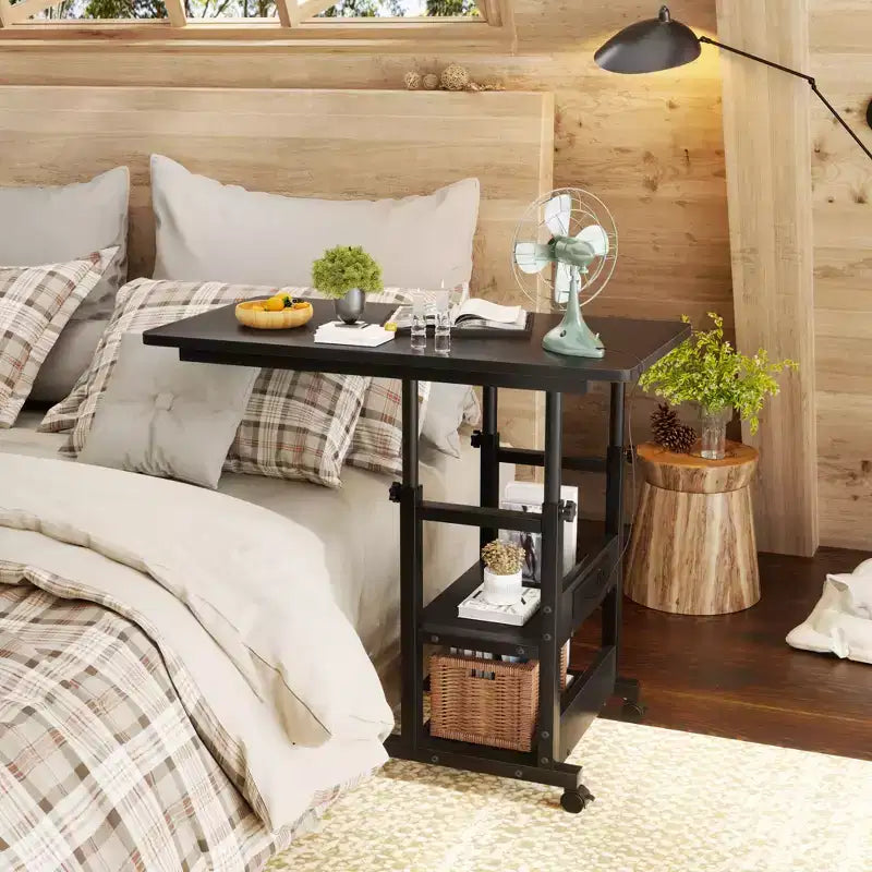 Height Adjustable C Table with USB Port and Wheels