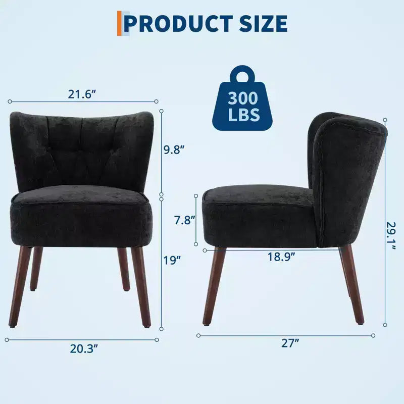Modern Accent Chair, Upholstered Armless Lounge Chair with Tufted Fabric, Comfortable Reading and Makeup Vanity Side Chair for Living Room and Bedroom