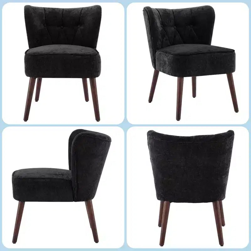 Modern Accent Chair, Upholstered Armless Lounge Chair with Tufted Fabric, Comfortable Reading and Makeup Vanity Side Chair for Living Room and Bedroom