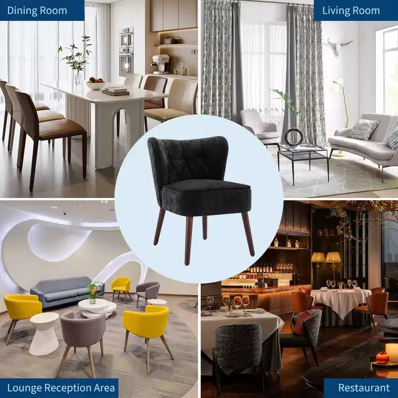 Modern Accent Chair, Upholstered Armless Lounge Chair with Tufted Fabric, Comfortable Reading and Makeup Vanity Side Chair for Living Room and Bedroom