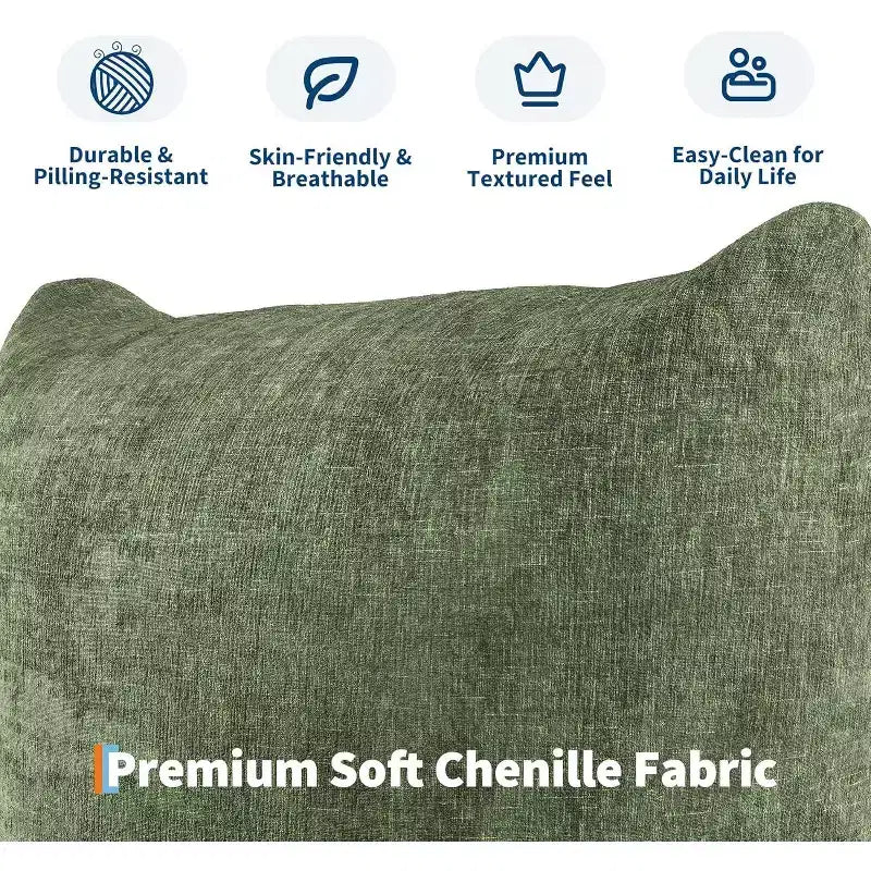 Canapé d'angle en chenille en forme de L Canapé modulaire profond Cloud avec éponge haute résilience, Vert