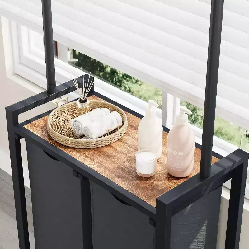 Trieur à linge 2/3/4 sections, panier à linge roulant avec tringle et étagère, organisateur de panier à linge avec roues verrouillables, station de pliage