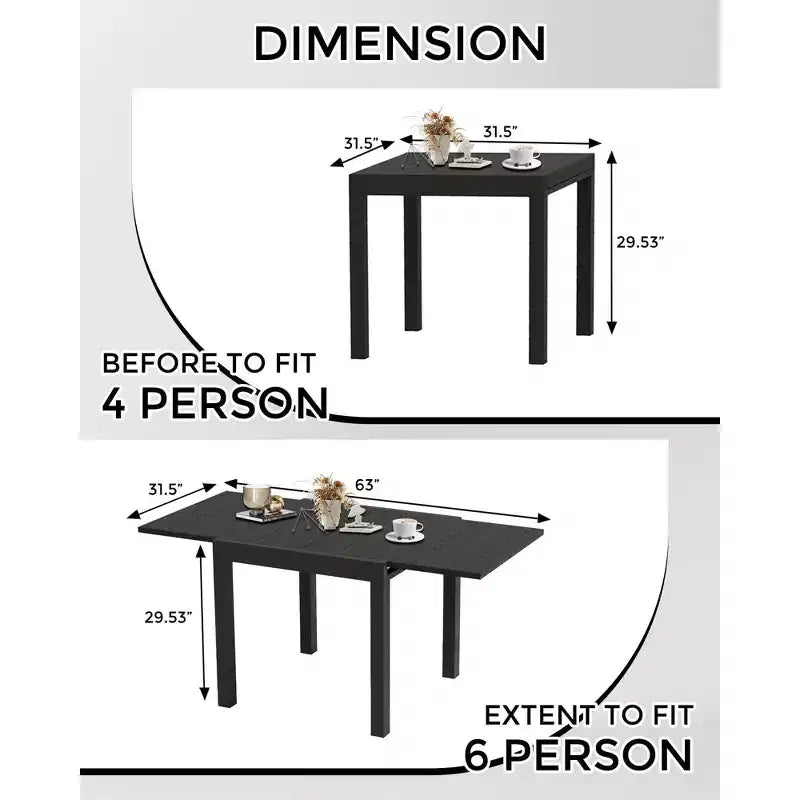Expandable Outdoor Dining Table 31.5-63, Aluminum Patio Table with Wood Grain Top, Space-Saving Collapsible Table for Garden Yard Balcony