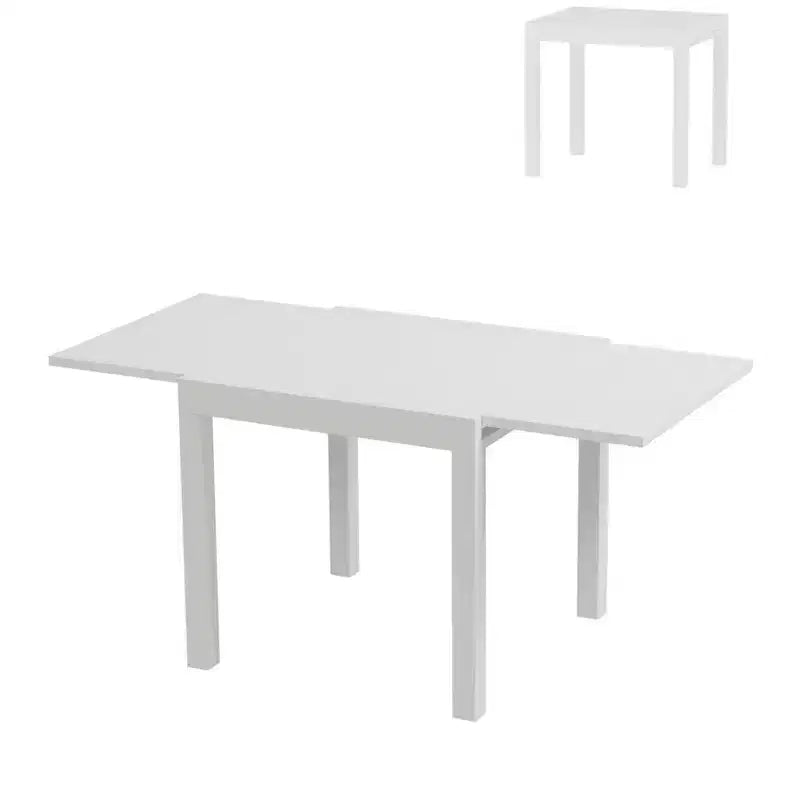 Table à manger d'extérieur extensible de 80 à 160 cm, Table de patio en aluminium avec plateau imitation bois, Table pliante peu encombrante pour jardin, cour, balcon