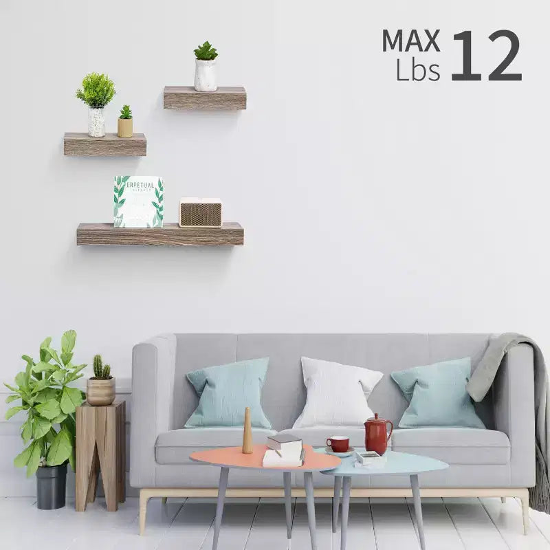 23.6 Maple Light Gray Floating Shelf C invisible-bracket wood wall mount, perfect bathroom/bedroom/kitchen dcor or book/plant display