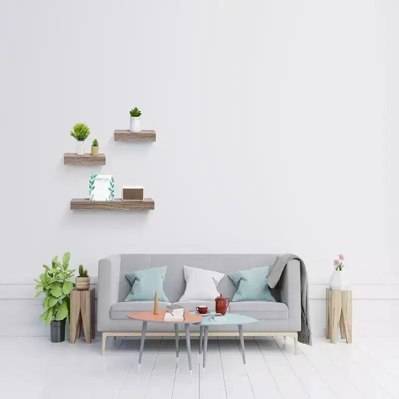 23.6 Maple Light Gray Floating Shelf C invisible-bracket wood wall mount, perfect bathroom/bedroom/kitchen dcor or book/plant display