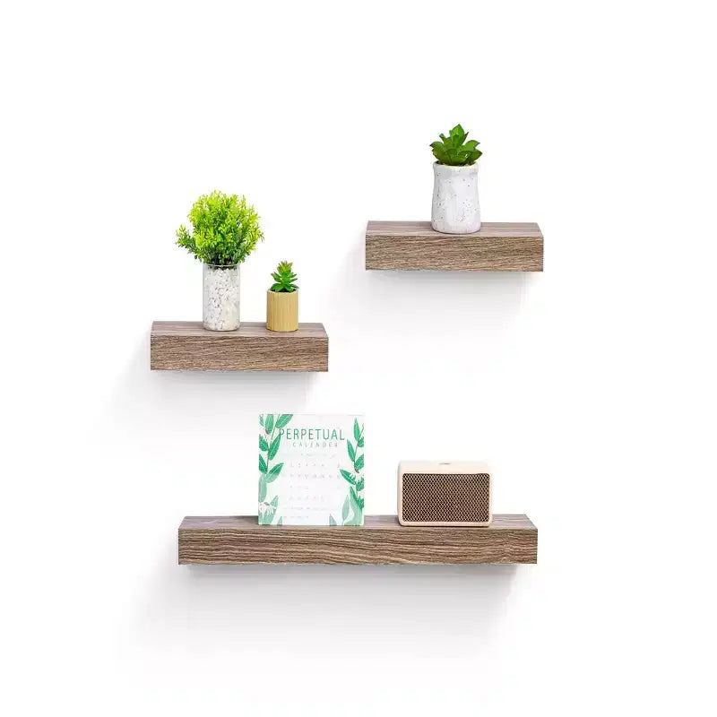 23.6 Maple Light Gray Floating Shelf C invisible-bracket wood wall mount, perfect bathroom/bedroom/kitchen dcor or book/plant display