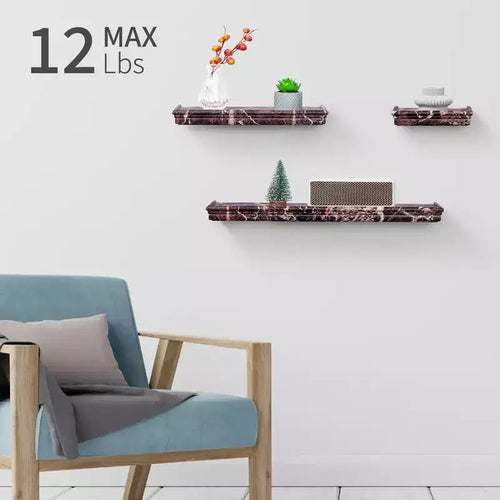 15.7 Grey Floating Shelf C invisible-bracket wood wall mount, perfect bathroom/bedroom/kitchen dcor or book/plant display, easy install.