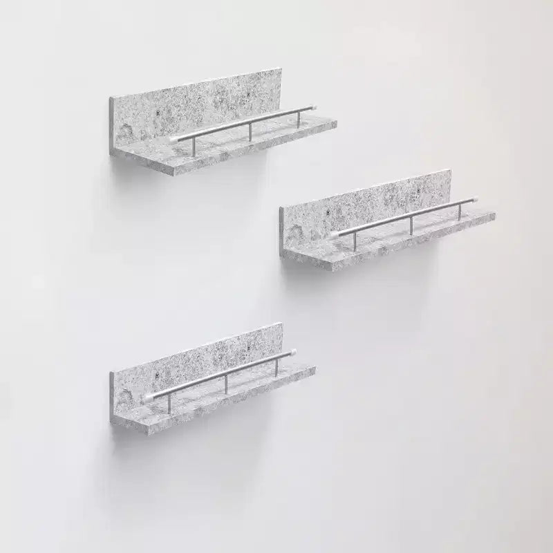 15.7 Grey Floating Shelf C invisible-bracket wood wall mount, perfect bathroom/bedroom/kitchen dcor or book/plant display, easy install.