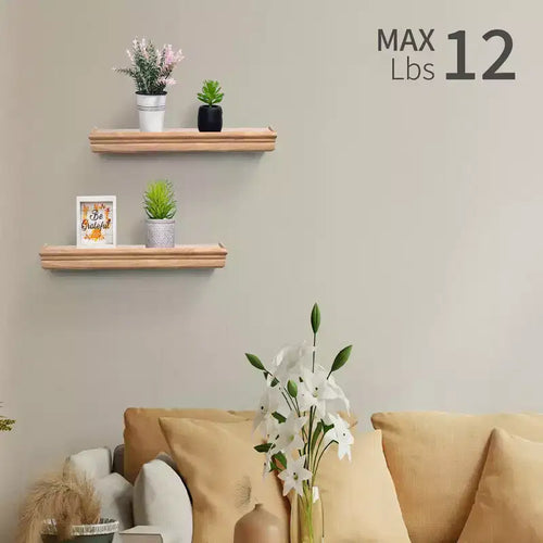 17.9 Maple Floating Shelf C invisible-bracket wood wall mount, perfect bathroom/bedroom/kitchen dcor or book/plant display, easy install.
