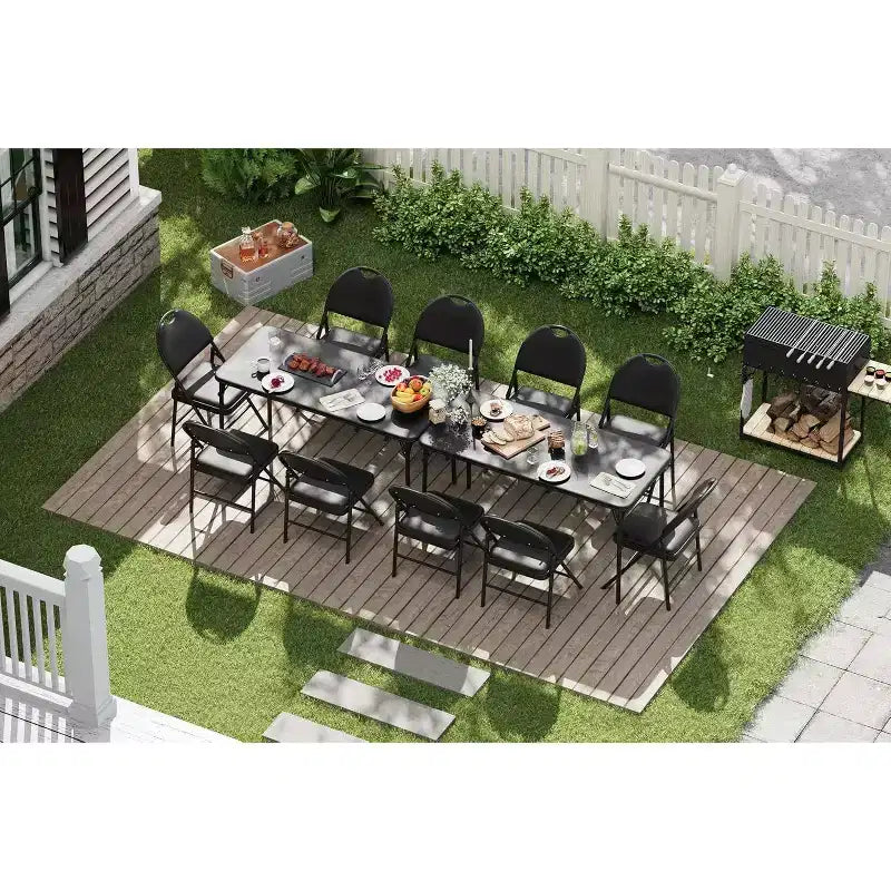 Portable Folding Card Table and Chair Set for 4, 5 Piece PU Upholstered Padded Tabletop and Chairs,for Camping, Dining Room, Office