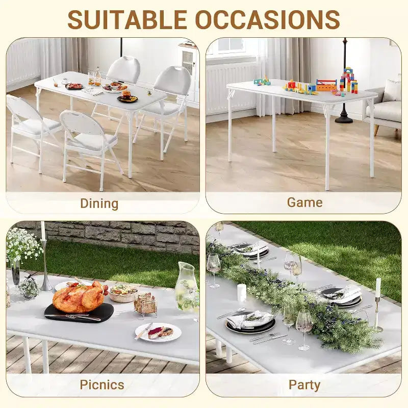 Portable Folding Card Table and Chair Set for 4, 5 Piece PU Upholstered Padded Tabletop and Chairs,for Camping, Dining Room, Office