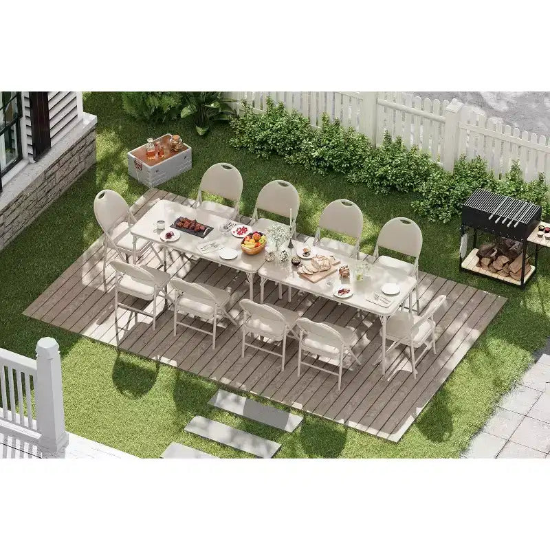 Portable Folding Card Table and Chair Set for 4, 5 Piece PU Upholstered Padded Tabletop and Chairs,for Camping, Dining Room, Office