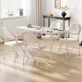 Portable Folding Card Table and Chair Set for 4, 5 Piece PU Upholstered Padded Tabletop and Chairs,for Camping, Dining Room, Office