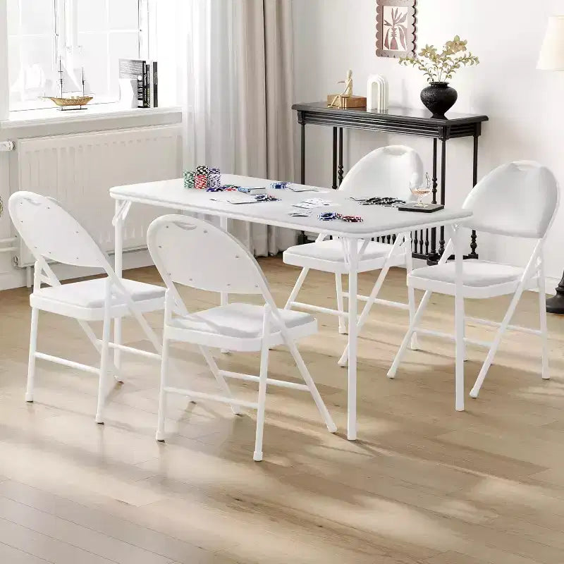 Ensemble de table et de chaises pliantes portables pour 4 personnes, 5 pièces, plateau et chaises rembourrés en PU, pour le camping, la salle à manger, le bureau