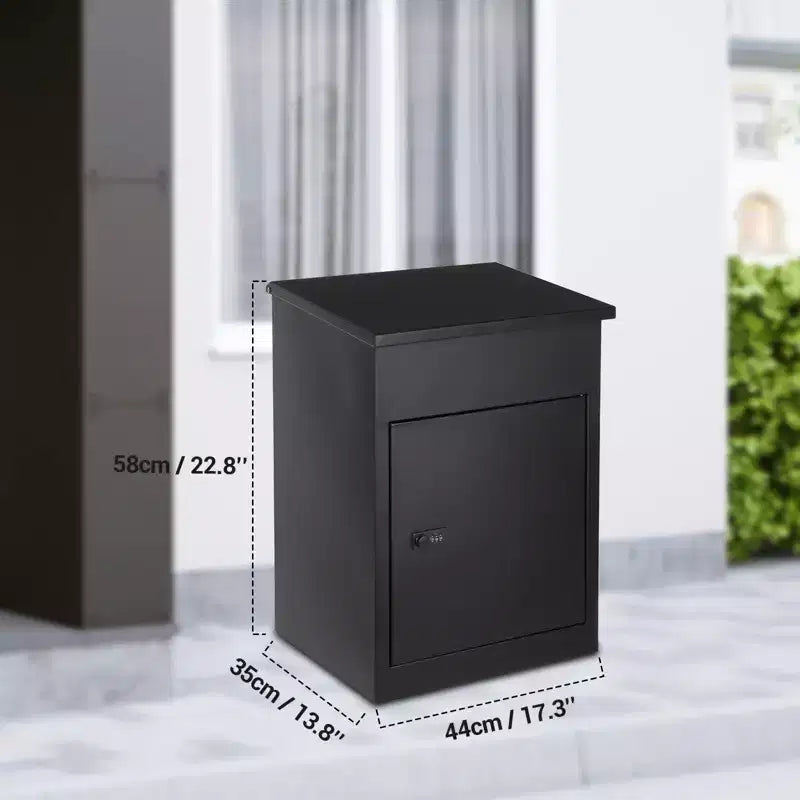 Boîtes de livraison de colis antivol pour l'extérieur, boîte aux lettres murale en acier galvanisé noir de 39,1 x 25,9 x 53,1 cm