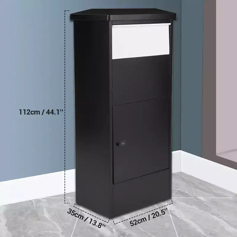 Boîtes de livraison de colis antivol pour l'extérieur, boîte aux lettres murale en acier galvanisé noir de 39,1 x 25,9 x 53,1 cm