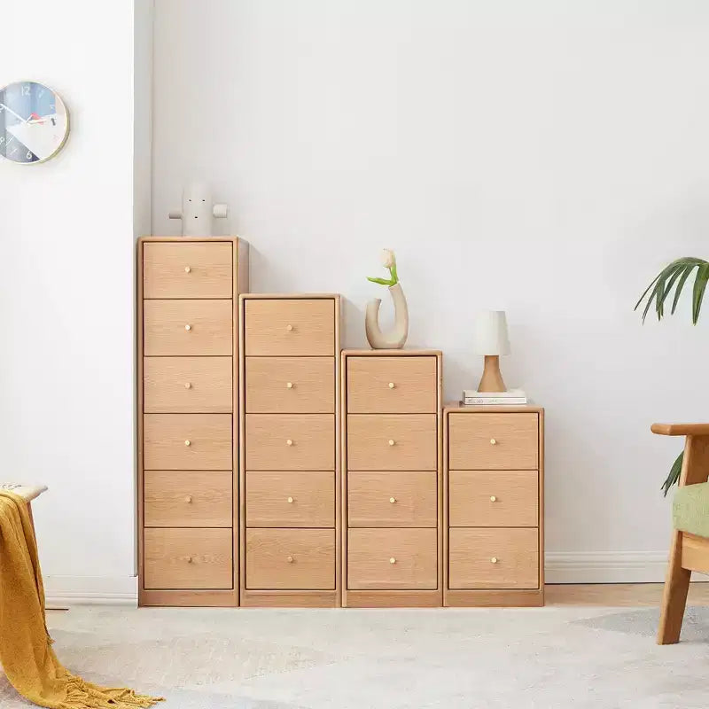 Commode en Chêne Massif, Meuble de Rangement à 3 ou 4 Tiroirs pour Chambre, Bureau ou Salon