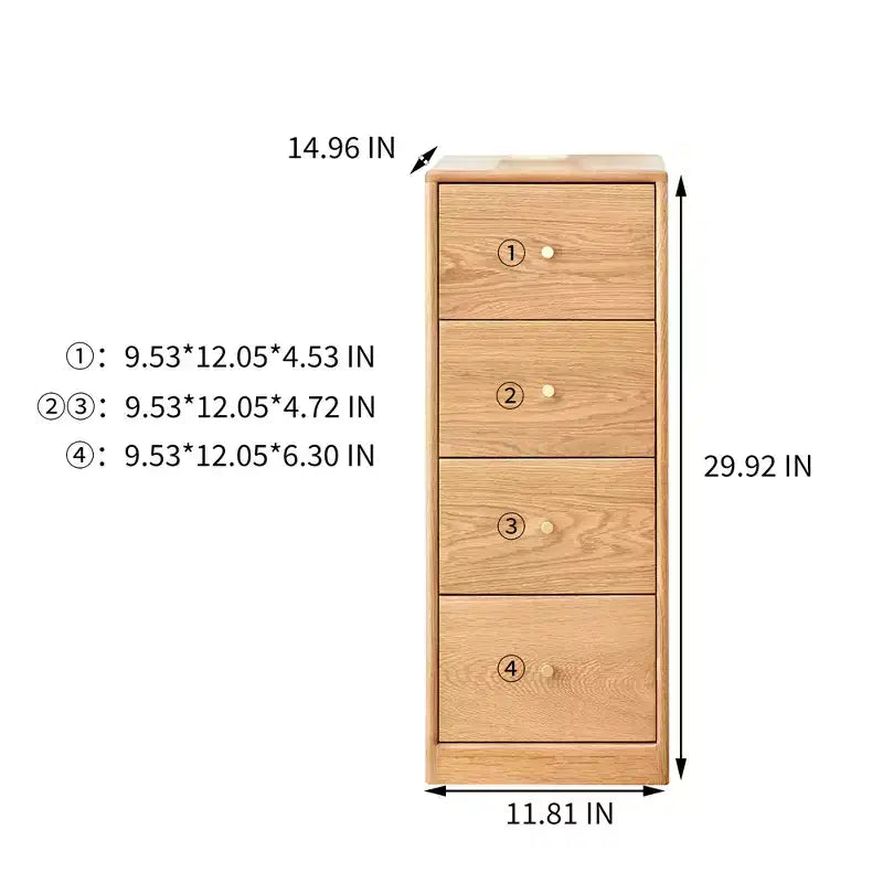 Commode en Chêne Massif, Meuble de Rangement à 3 ou 4 Tiroirs pour Chambre, Bureau ou Salon