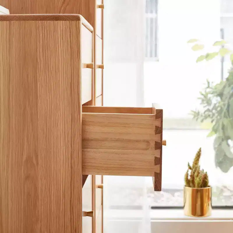 Commode en Chêne Massif, Meuble de Rangement à 3 ou 4 Tiroirs pour Chambre, Bureau ou Salon
