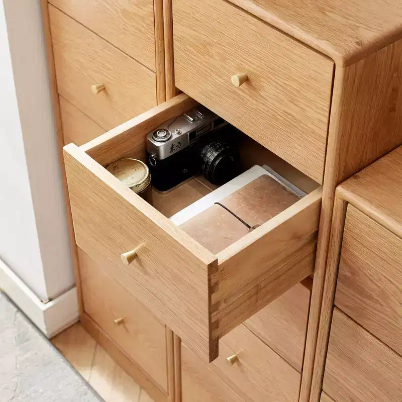 Commode en Chêne Massif, Meuble de Rangement à 3 ou 4 Tiroirs pour Chambre, Bureau ou Salon