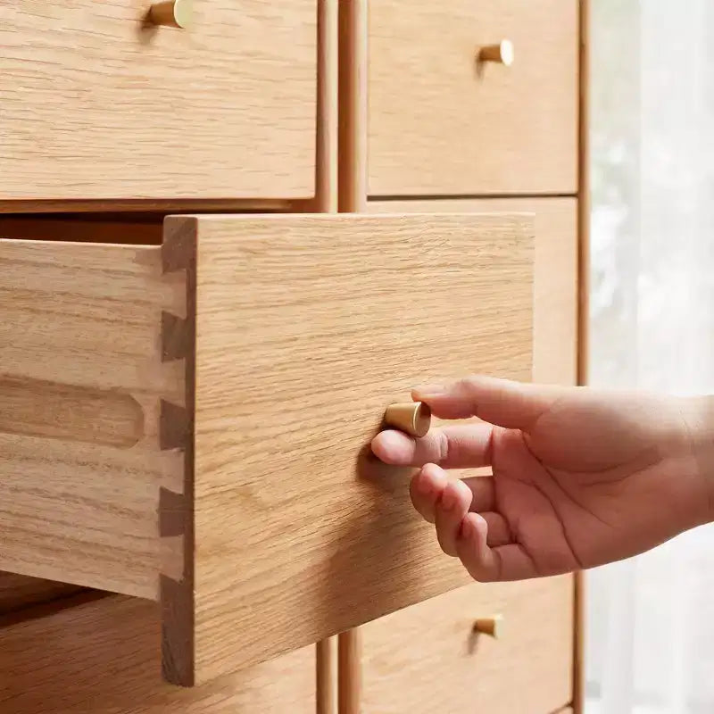 Commode en Chêne Massif, Meuble de Rangement à 3 ou 4 Tiroirs pour Chambre, Bureau ou Salon