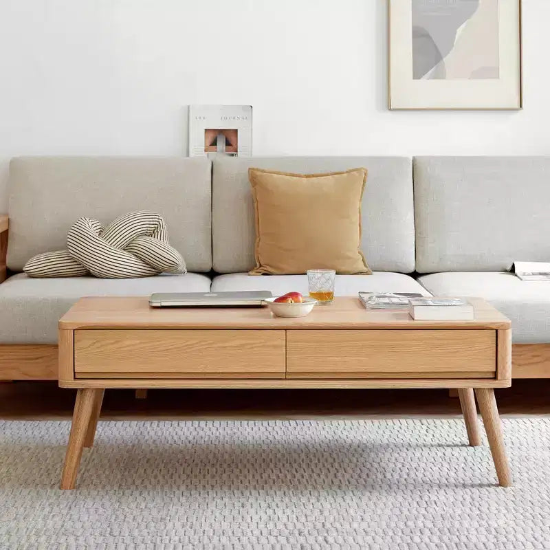 Table basse relevable, table centrale en chêne massif avec rangement caché pour salon ou bureau à domicile, assemblage facile
