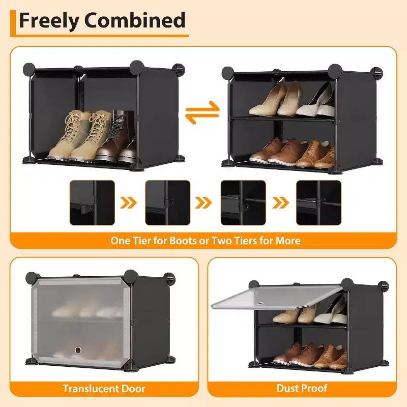 Meuble à chaussures étagère à étages en PVC, 3 colonnes 8 niveaux, meuble de rangement pour chaussures, étagères à chaussures en plastique pour couloir, placard, chambre, entrée, blanc