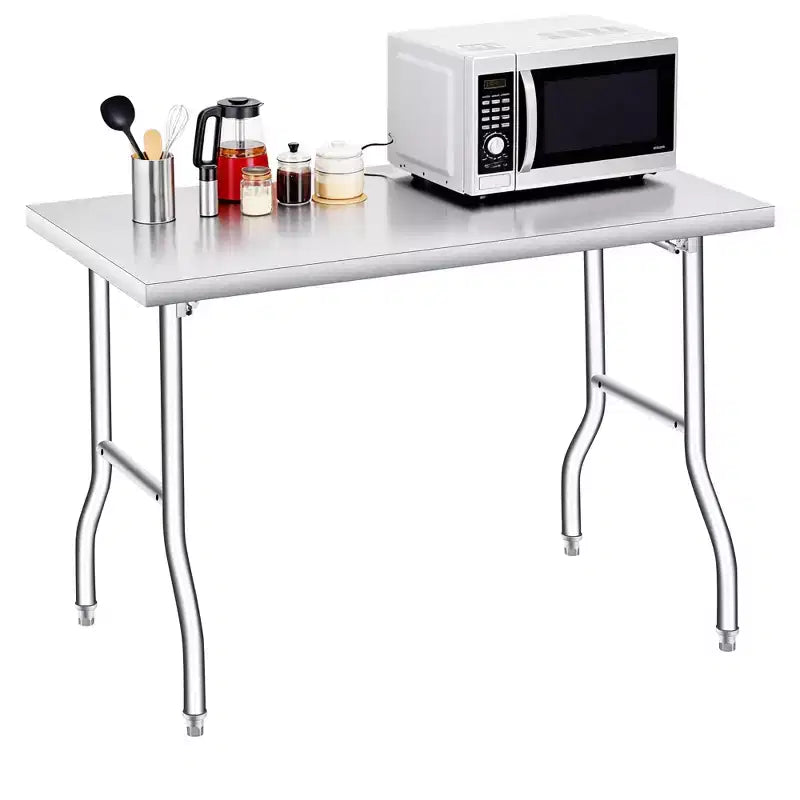 Folding Stainless Steel Table, Heavy Duty Metal Foldable Prep/Work Table, No Assembly, Portable Workbench for Kitchen Laundry Restaurant Camping