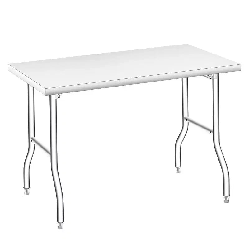 Table pliante en acier inoxydable, table de préparation/travail pliable en métal robuste, aucun assemblage requis, établi portable pour cuisine, buanderie, restaurant, camping