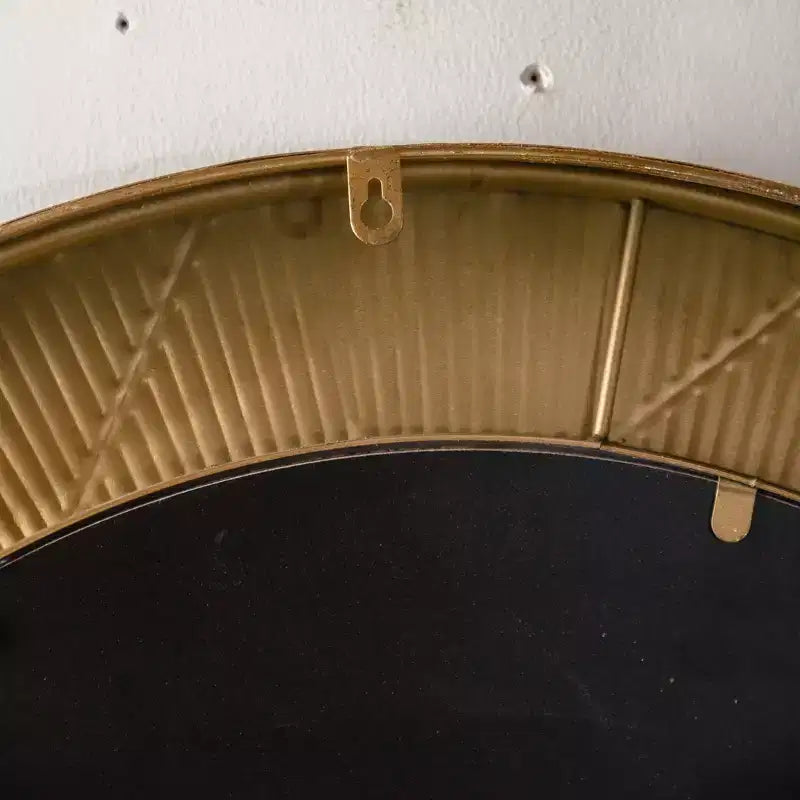 Miroir mural rond texturé martelé de 31,3 po, miroir décoratif rustique pour salon chambre, doré