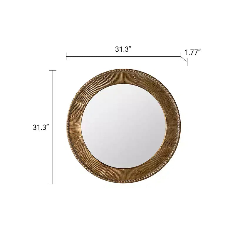 Miroir mural rond texturé martelé de 31,3 po, miroir décoratif rustique pour salon chambre, doré
