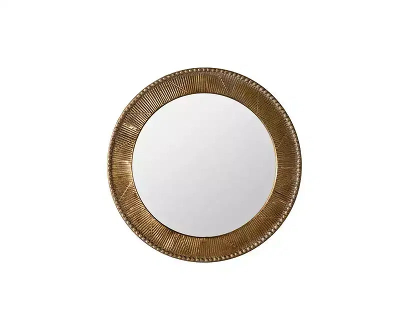 Miroir mural rond texturé martelé de 31,3 po, miroir décoratif rustique pour salon chambre, doré