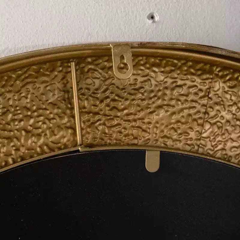 Miroir mural rond texturé martelé de 31,3 po, miroir décoratif rustique pour salon chambre, doré