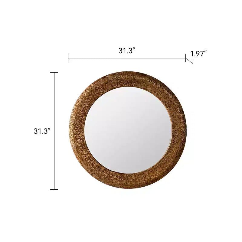 Miroir mural rond texturé martelé de 31,3 po, miroir décoratif rustique pour salon chambre, doré