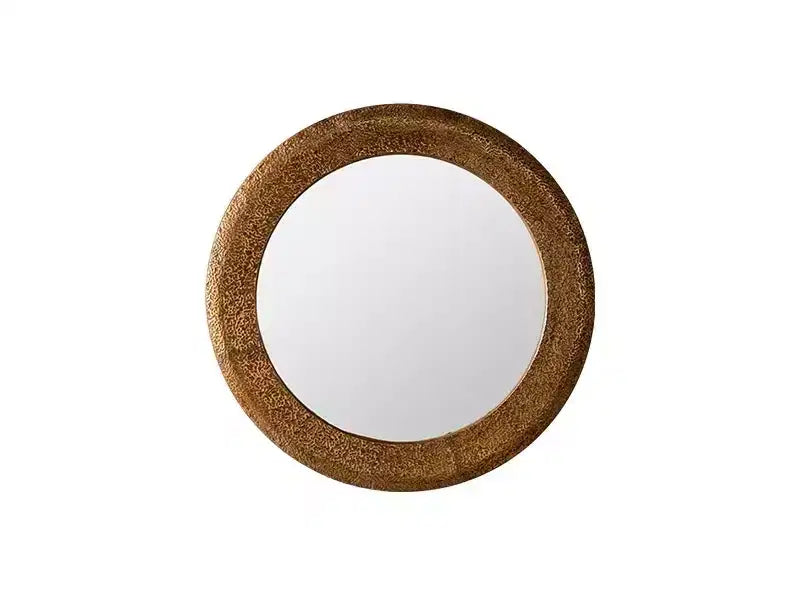 Miroir mural rond texturé martelé de 31,3 po, miroir décoratif rustique pour salon chambre, doré