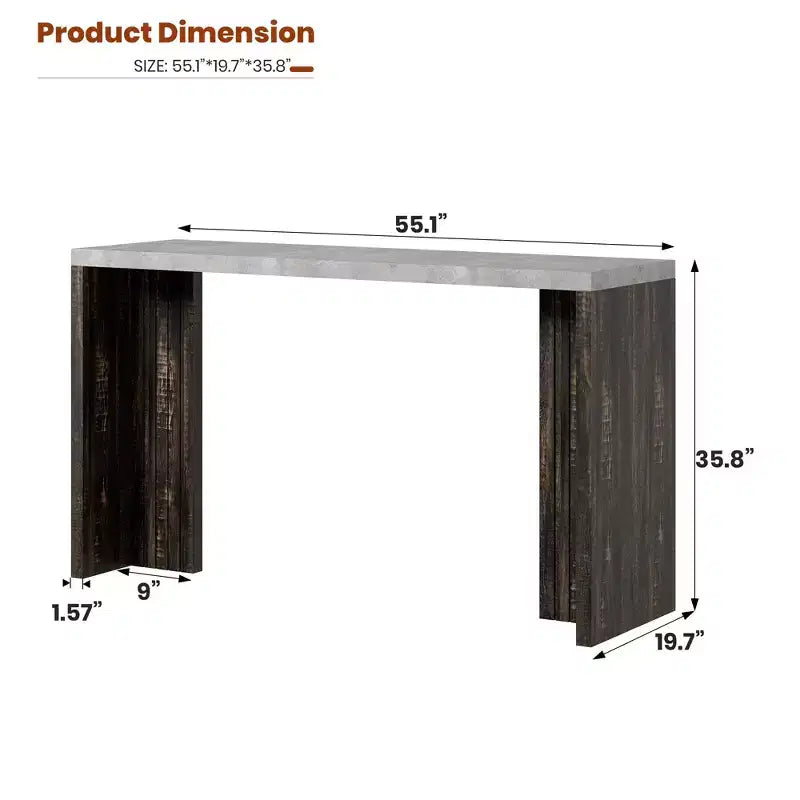 Table de bar 55 po pour 4-6 personnes, table de pub à hauteur de comptoir avec plateau extra épais