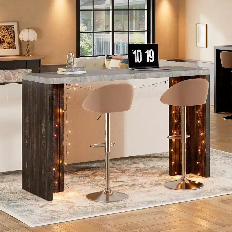 Table de bar 55 po pour 4-6 personnes, table de pub à hauteur de comptoir avec plateau extra épais