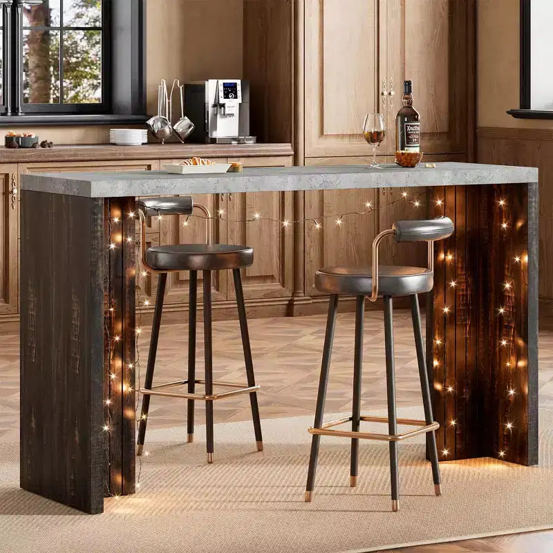 Table de bar 55 po pour 4-6 personnes, table de pub à hauteur de comptoir avec plateau extra épais