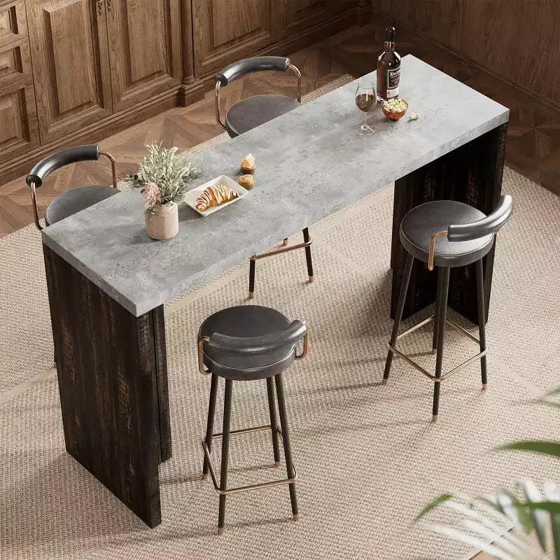 Table de bar 55 po pour 4-6 personnes, table de pub à hauteur de comptoir avec plateau extra épais
