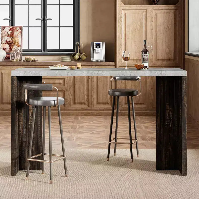 Table de bar 55 po pour 4-6 personnes, table de pub à hauteur de comptoir avec plateau extra épais