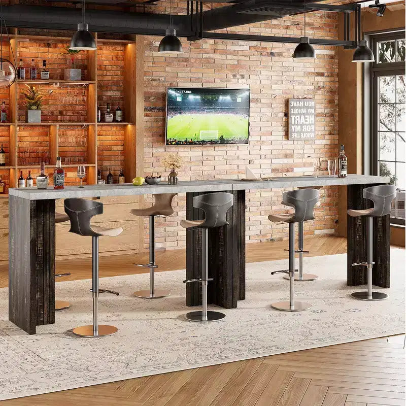 Table de bar 55 po pour 4-6 personnes, table de pub à hauteur de comptoir avec plateau extra épais
